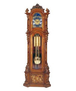Art. 520/1, Horloge grand-pre, le noyer, dcorations florales, 3 portes avec verre biseaut