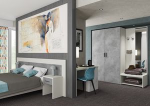 Art. 30890 Ancona chambre d'h�tel, Mobilier complet pour chambres d'h�tel, au style moderne et essentiel