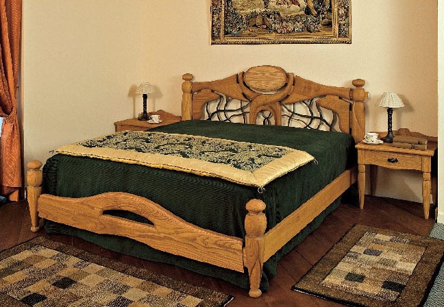 Collezione Castello, Ameublement complet pour chambre d'hôtel, de style rustique, châtaignier bois massif
