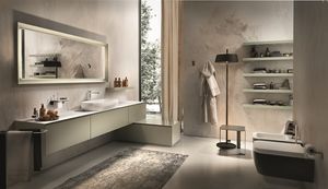 Chrono 308, Meubles de salle de bains avec plateau en marbre Bianco Carrara