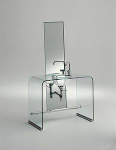 Coup De Foudre, Meubles de salle de bain en verre bomb, avec miroir