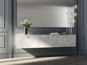 Kube 01, Armoire de toilette avec portes  Carrara finition en marbre