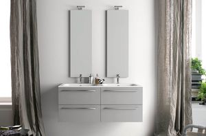 Lime  comp.26, Armoire de salle de bains avec double vasque et miroirs verticaux
