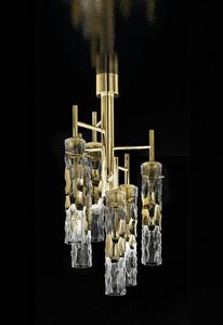 Bamboo 423/6PF, Plafonnier avec tubes en verre de Murano