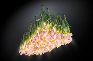 Flower Power Tulip, Lustre  fleurs et cylindres en verre