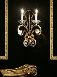 Sharon WB-02 PG, Applique avec perles et fleurs en cristal de Bohême