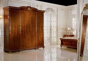1100, 4 portes armoire, placage de noyer et blanc ronce de frne, de chambres de style classique
