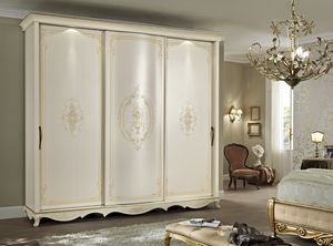 Achilea armoire, Armoire classique, portes coulissantes, patinée et décorée