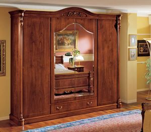 Althea armoire, Armoire classique en noyer avec 4 portes pour chambre