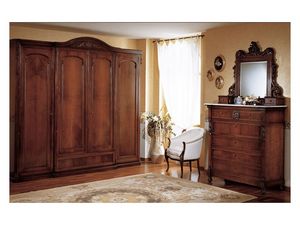 Art. 973 wardrobe closet '800 Siciliano, Armoire de style antique, avec 4 portes, pour chambre