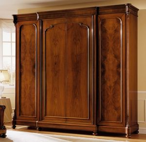 D'Este armoire porte en bois, Luxe armoire en noyer, avec 4 portes, finition  la cire