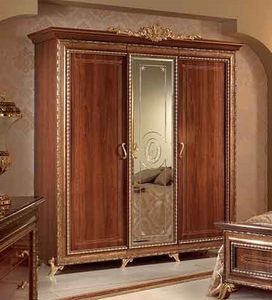 Giotto armadio piccolo, Classique armoire en noyer avec 3 portes et miroir central