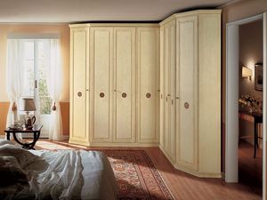 Olimpo Angular, Armoire d'angle en bois, 8 portes, adapt pour les chambres de style classique