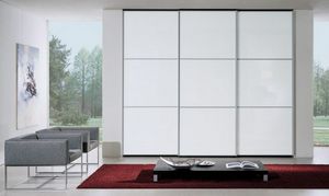 Wardrobe 90, Armoire  portes coulissantes, verre laqu blanc, moderne et design essentiel