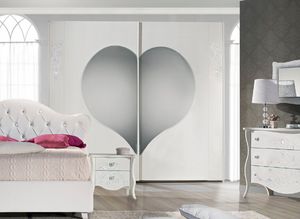 Ilary armoire, Armoire  portes coulissantes et miroirs en forme de cur