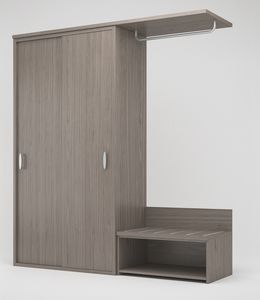 Art. 30137 Armoire avec 2 portes coulissantes et penderie ouverte, Armoire con�ue pour les chambres d'h�tel et les �tablissements d'h�bergement