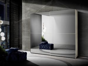 Movida Luxury armoire avec 2 portes coulissantes, Armoire 2 portes coulissantes avec miroirs fumés