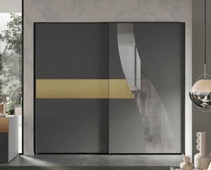 Wave titanio armoire, Armoire avec détail décoratif en marbre miroir