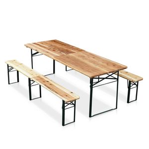 Meubles pliante table et bancs en bois brasserie - SB220PGV, Table et bancs en pica, pour ftes en plein air