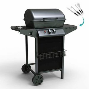 Barbecue au gaz en acier inox avec 2 + 1 brleurs et grille HOLSTEIN - BB2083GEUN, Barbecue  gaz
