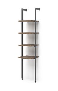 Art. 31178 Etag�re verticale avec 4 �tag�res, Biblioth�que avec montants en m�tal, �tag�res en bois m�lamin�