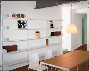 Elle System Living, Bibliothque murale, modulaire, en mtal laqu, pour living