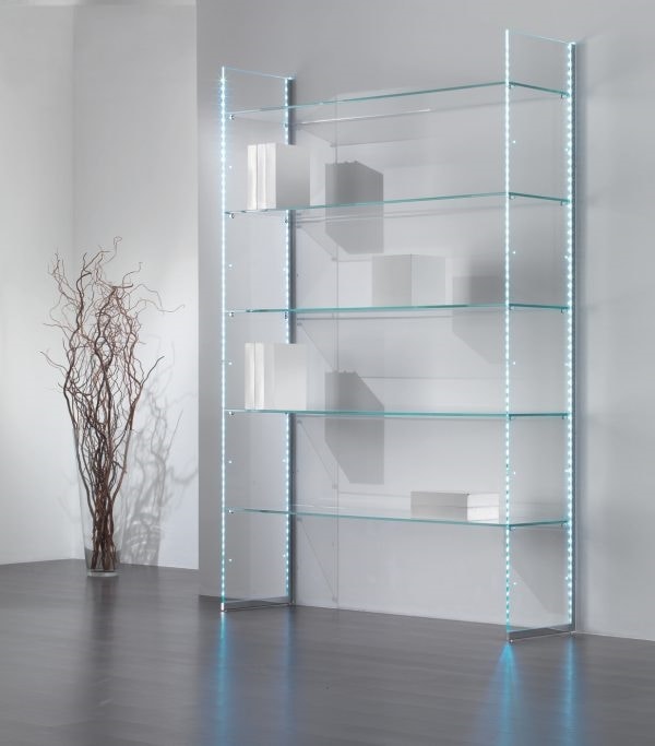 Éclairage LED RGB pour bords d'étagères en verre plateau en verre