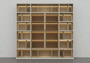 Libreria 04, Biblioth�que modulaire, avec portes vitr�es et lumi�re LED