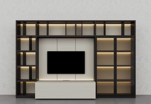 Libreria 05, Mobilier modulable pour salon, avec lumi�res LED