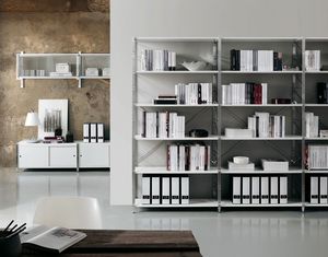 Socrate home-office, Bibliothque en mtal et en verre, diffrentes finitions