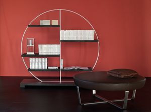 Tao bookcase 1, Acier et bibliothque stratifi, avec une forme circulaire