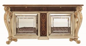 Allnatt LU.0001, Buffet avec pieds sculptés, incrustés de haut, portes avec miroirs de Murano, style classique