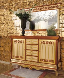 Art. 900, Mobilier classique pour le salon, en bois marquet, 2 portes, 4 tiroirs