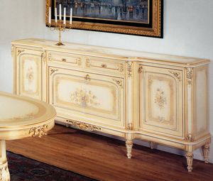 Art. L-789 bis, Buffet avec 2 portes, 2 tiroirs et 1 abattant, dcorations florales, cadres dors, pour le style de luxe classique
