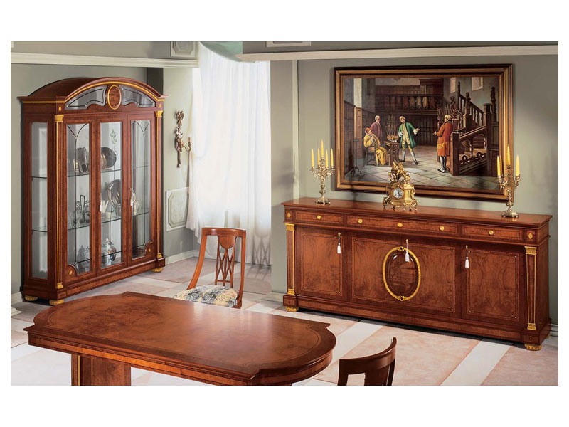 IMPERO / Sideboard with 4 doors, Buffet de style classique, en bois avec des finitions en or