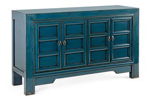 Buffet  2A Jinan bleu, Buffet  4 portes, en bois bleu