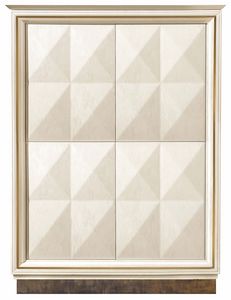 Diamante Armoire avec base en mtal, Cabinet avec des portes en forme de diamant