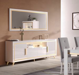 Gold buffet 4 portes, Buffet laqu raffin au design contemporain