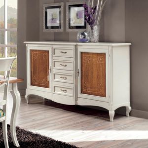 Style NOVITA-H608, Buffet 2 portes avec marqueterie florale