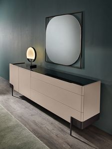 Valley buffet pour le salon et la chambre, Buffet et commode en bois avec portes laqu�es