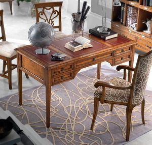 Art. H6112, Bureau r�pertoire en bois, avec plateau en cuir