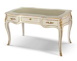 Bureau 5042, Bureau de style classique, avec dessus en cuir