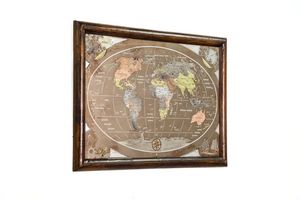 Art. AA463, Carte du monde faite avec bronze vieilli bross et grav