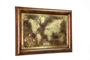 Art. AA464, Carte du monde faite avec bronze vieilli et bross