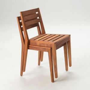 Chaise empilable MD1, Chaise d'ext�rieur empilable, en bois d'iroko
