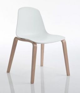 EPOCA EP2, Chaise en bois avec coque en plastique pour bureaux et la maison