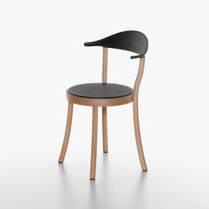 Monza Bistro mod. 1212-20, Chaise avec sige rond, en htre et en plastique