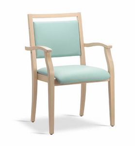 Nives P, Chaise en bois empilable avec accoudoirs