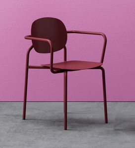Olli, Chaise avec accoudoirs, en acier, empilable