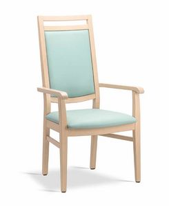 Pina PA, Fauteuil en bois avec dossier haut